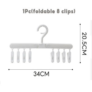 8 Clips Foldable Clip Folding Clothes Hanger Undergarment Socks Hat Towel Baby And Adult Windproof Drying Clothes Rack