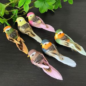 GURUNGMANI 6/5pcs Colorful Simulation Birds Garden Landscape Decor Photography Props Artificial Birds Home Decor Foam Feathers Birds For Wedding Festival Home