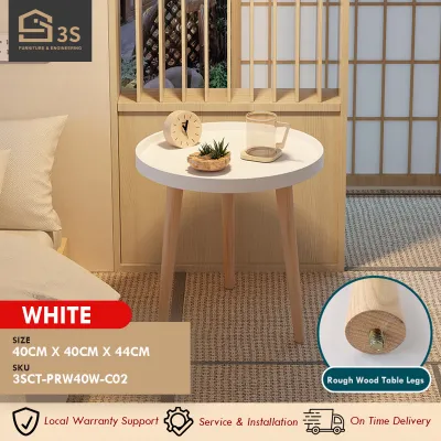 [3S FURNITURE] Stylish Lightweight Coffee Bed Side Table with Pine Wood Table Leg (6 Months Local Warranty)