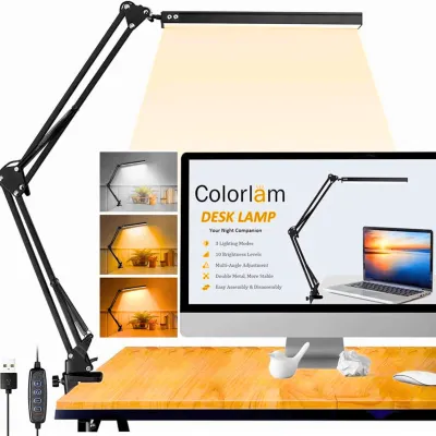 TaffLED Lampu Baca Belajar Meja LED Jepit Portable Reading Desk Lamp 1000 Lumens 12W 3 Color FX310