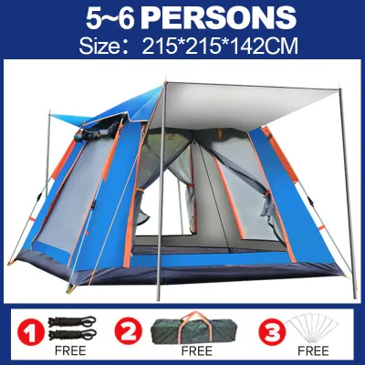 Outdoor Tent 4-5 Persons Auto Tent Camping Tent Family Tent Waterproof Automatic Double-Layer