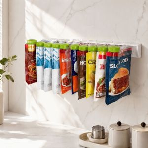 YIYU STUDIO No Drilling Seasoning Rack Wall Mounted Adjustable Seasoning Packet Organizer Spice Storage Rack Space Saving Spice Hanging Holder Kitchen