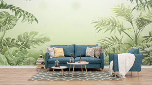 Wallpaper Dinding 3D Custom Mural Tropical Leaves Wall Mural Wallpaper Custom Murah Stiker Dinding