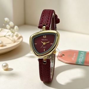 CHUAN Cơ chế thạch anh Đồng hồ hình tam giác không đều Dây da số nhỏ Đồng hồ thời trang Sang trọng Không đối xứng Đồng hồ thạch anh nữ Phụ nữ