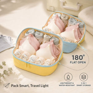 Travel Underwear Organizer Bag Waterproof 3 In 1 Bra Panty Socks Divider 180 Open Pouch