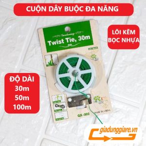 Cuộn dây buộc đồ neo cột cây cảnh Twist Tie 30m dây nhựa mềm dẻo không gỉ sét (Dây lõi kẽm bọc nhựa) tiện ích gia đình