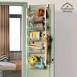 4/6/8 Layer Bedroom Back Door Organizer Upgraded Metal Hanging Shelf Behind Door Metal Storage Basket Rack