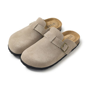UTUNE Retro Lazy Suede Half Slippers Womens New Thick Bottom Belt Buckle Adjustable Shoes