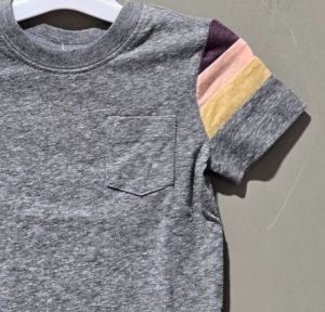 OshKosh Bgosh Boys Heather Gray & Color Stripe Short Sleeve T-Shirt