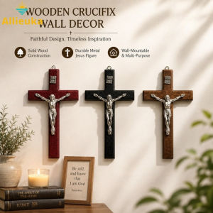 Allieuka Solid Wood Crucifix Cross Hanging Wall Mount Hook Statue Pendant Religious Decor Christian Prayer