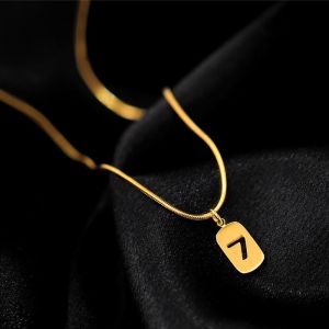 good 999 jewelry 18K GOLD strainless steel Korean fashion design Simple lucky 7 LOVE Necklace N8056