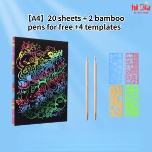 [SG Seller]Art Graffiti Childrens Colorful Scratch Paper A4 Scratch Art Handcraft DIY Creative Sand Painting Paper