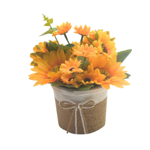 Hoa Hướng dương giả thực tế trong bình hoa màu Vàng Nhân Tạo trong chậu trang trí trong nhà phòng tắm nhà bếp sử dụng