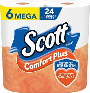 Scott ComfortPlus Toilet Paper 12 Triple Rolls 231 Sheets per Roll Septic-Safe 1-Ply Toilet Tissue