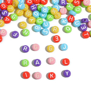 100pcs Colorful Acrylic Heart Beads Round Alphabet Letter Heart Beads DIY Jewelry Making Bracelet Necklace Accessories