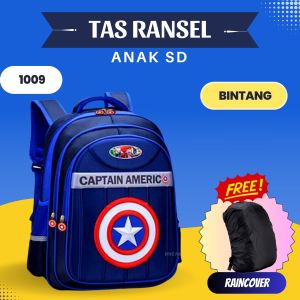 MM - Tas ransel sekolah anak sd import gratis kaos - gratis raincover GAMBAR KARAKTER HERO (1009)