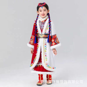 ชุดการแสดงเต้นรำทิเบตสำหรับเด็ก ชายและหญิง เสื้อผ้าชนกลุ่มน้อย ชุดทิเบต สไตล์ชาติพันธุ์ 2.13.1