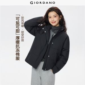 GIORDANO Women Jackets Stand Collar Warm Puffer Jackets Windproof Zip Placket Fashionable Casual Relaxed Padded Jackets 13376665