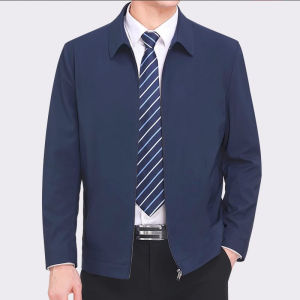 Spring And Autumn Thin Mens Jacket Thin Business Stand Collar Casual Jacket Middle-Aged And Elderly Jacket