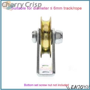 【Cherry Crisp】 1Set Bracket Pulley 6mm Wire Rope Pulley Fixed Roller Over-line Hanging Wheel Guide Wheel U Wheel 6.4x32x8