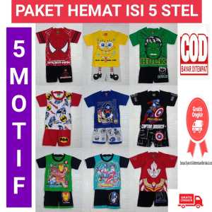 PAKET HEMAT ISI 5 STELAN ANAK COWOK UMUR 1 SAMPAI 9 TAHUN TERMURAH TERBARU/HARGA GROSIR