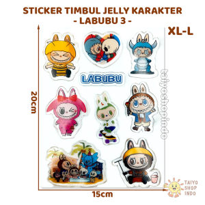 TAIYO Sticker Timbul Jelly Kuromi Cinnamoroll Melody Labubu stiker Motif Tempel kenyal Mainan Anak
