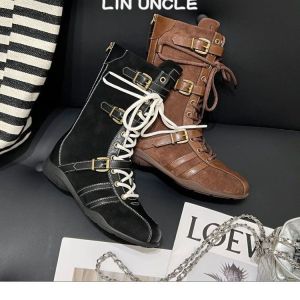 YUAAE Genuine Leather Women Cowgirl Boots Chunky Cowboy Boots Casual Shoes  Retro Booties