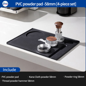 BINCOO Coffee Tamper Set Multi-functional Coffee Press Mat Coffee Counter Storage Mat Coffee Press Hammer Powder Cloth Coffee Bucket Set Coffee Utensils 51MM/58MM