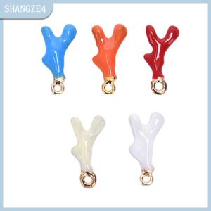【SHANGZE4】 10pcs hợp kim men ANTLER hình Charms Mặt dây chuyền trang sức làm phụ kiện thủ công