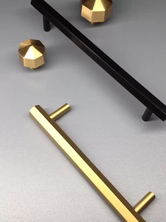 [FINEWE]Dooroom Brass Hexagon Furniture Handles Long Modern Pulls