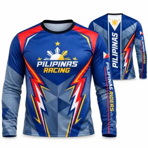 Womens Plus Size Pilipinas Racing Graphic Long Sleeve Motorcycle Riding Jersey Quick Dry Top LA041