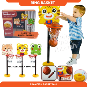 Champion Basketball Mainan Ring Basket Ball / Tiang Bola Basket Anak Karakter Animal Hewan