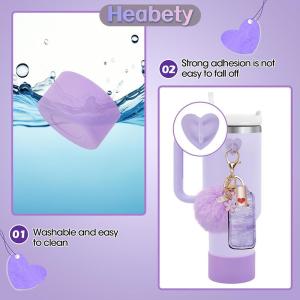 Heabety  6Pcs Phụ Kiện Thiết Lập Chai Nước Khởi Động Bìa Mini Hooks Son Môi Tay Áo Pouch Pom Daisy Quyến Rũ Keychain Cho Stanley Cốc