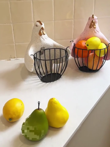 User Friendly Hugging Chicken Organizers Bucolic Iron Basket Nontoxic Enamel For Family Gatherings