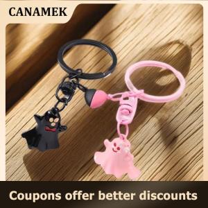 【 CANAMEK 】 Couples Magnetic Halloween Ghost Keychain Cartoon Doll Bag Pendant Kawaii Key Rings Gift For Lovers Ornaments
