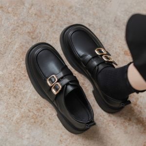 Womens Loafers 7CYM Spring New Black Leather Shoes Platform British Style Sneakers for Women Trendy Casual Womens Shoes Zapatos