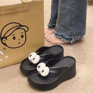 [Free Shipping] Trendy WomenS Summer Flip-Flops New Style Cute Wedge Heel Thick-Soled High-Heeled Beach Sandals Non-Slip