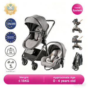 All-in-One Baby Stroller with Detachable Seat & Bassinet | Instant Fold Compact Design for Air Travel | Reclining Seat