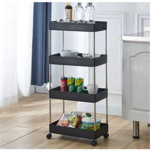 Center Point 4 Layer Bath Rack Bathroom Shelves Rolling Trolley Kitchen Organizer Room Organizer