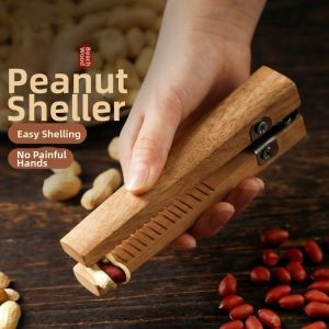 GUHEHARD Wood Peanut Shell Remover Handmade Manual Peanut Shell Opener Kitchen Gadgets Multi-functional Nutcracker Home Use