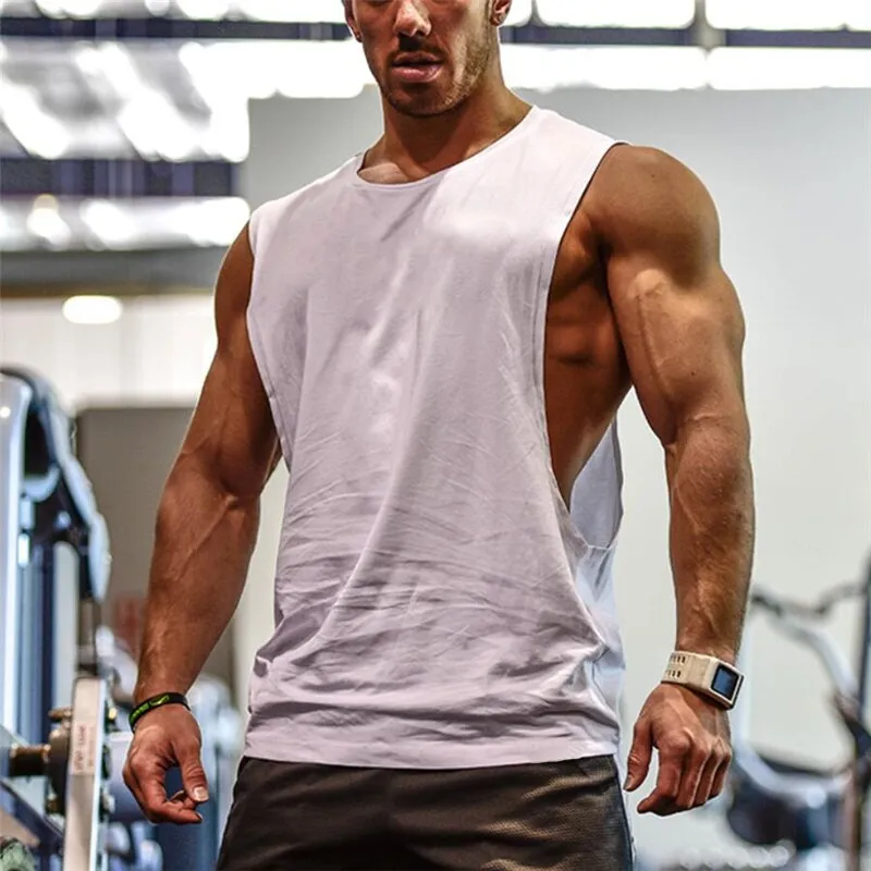 Muscle Alive Blank Bodybuilding Stringer Tank Tops Men Cotton
