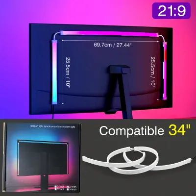 แถบไฟ RGB ซิงโครไนซ์หน้าจอคอมพิวเตอร์ USB 5V สีดรีม สําหรับห้องเล่นเกม