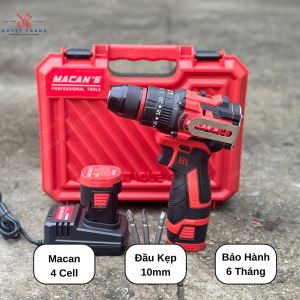 Máy Khoan Pin Vặn Vít Máy Khoan Từ Macan  Động Cơ Không Chổi Than Đầu 10mm Pin 4Cell Tặng Kèm 3 Đầu Vít Từ Tính