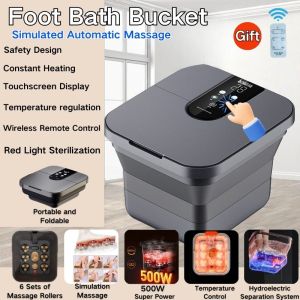 DOVVA Foldable Foot Bath Bucket Automatic Heating Foot Bath Bucket Remote Control Electric Massage Footbath