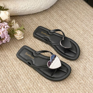 [Free Shipping] New Spring And Summer Flip-Flops With Heart-Shaped Design Simple And Versatile Outdoor Beach Shoes Fashionable Sandals For Girls