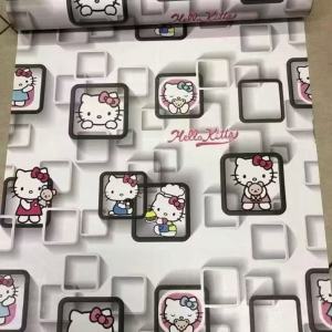 Hello Kitty Wallpaper Self Adhesive 10m×45cm Waterproof Wall Sticker For Kids Room Bedroom Cabinet