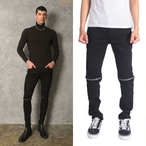 YOJUZ - Nihon Black Double Zip (Celana Panjang Jeans) (Skinny Jeans)