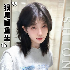 Mullet head wolf tail wig men and women cos Japanese samurai head half tied full real hair four seasons wig full headgear