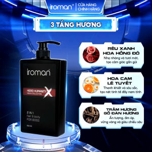 Sữa tắm gội hương nước hoa cao cấp Ironman 650g với công thức đặc biệt kết hợp tinh dầu thiên nhiên giúp tóc mềm mượt và dưỡng tóc
