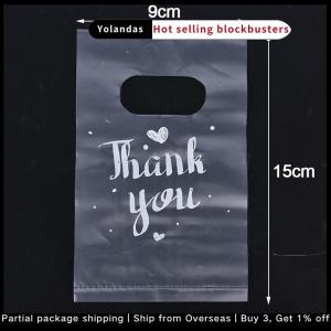 [Yolandas] 100Pcs Mini Thank you Plastic Gift Bags Wedding Candy Bags Shopping Carrier Bags
